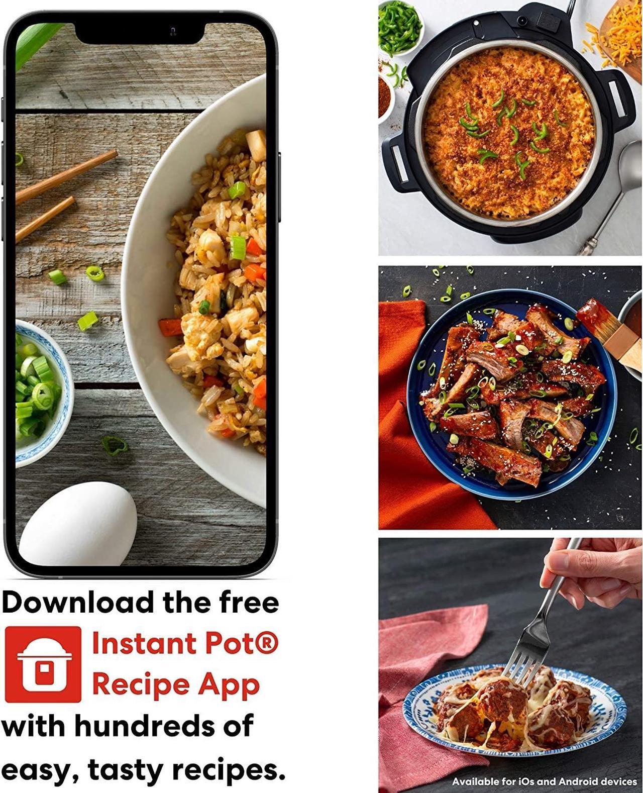 Alt view image 7 of 7 - Instant Pot Pro 10-in-1 Pressure Cooker, Slow Cooker, Rice/Grain Cooker, Steamer, Sauté, Sous Vide, Yogurt Maker, Sterilizer, and Warmer, Includes Free App with over 1900 Recipes, Black, 8 Quart