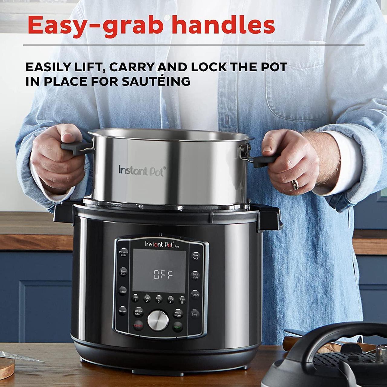 Alt view image 5 of 7 - Instant Pot Pro 10-in-1 Pressure Cooker, Slow Cooker, Rice/Grain Cooker, Steamer, Sauté, Sous Vide, Yogurt Maker, Sterilizer, and Warmer, Includes Free App with over 1900 Recipes, Black, 8 Quart