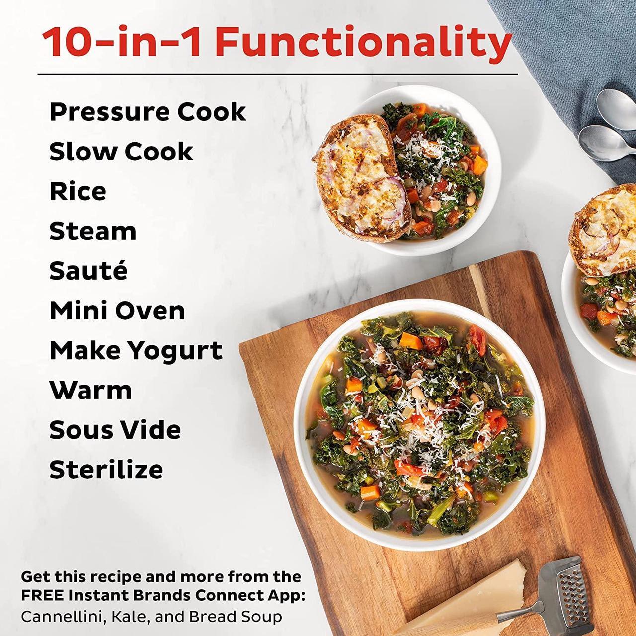 Alt view image 3 of 7 - Instant Pot Pro 10-in-1 Pressure Cooker, Slow Cooker, Rice/Grain Cooker, Steamer, Sauté, Sous Vide, Yogurt Maker, Sterilizer, and Warmer, Includes Free App with over 1900 Recipes, Black, 8 Quart