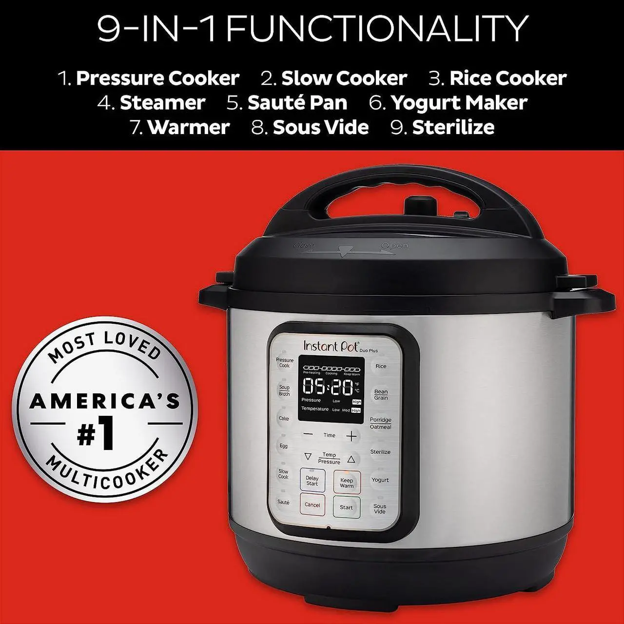 Alt view image 3 of 7 - Instant Pot Duo Plus 9-in-1 Electric Pressure Cooker, Slow Cooker, Rice Cooker, Steamer, Sauté, Yogurt Maker, Warmer & Sterilizer, Includes Free App with over 1900 Recipes, Stainless Steel, 6 Quart