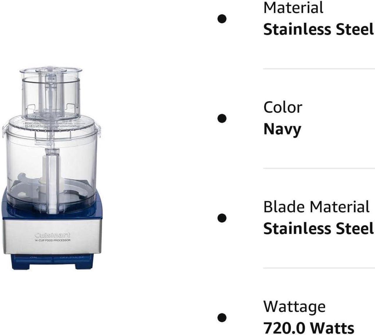 Alt view image 3 of 3 - Cuisinart 14 Cup Food Processor, Includes Stainless Steel Standard Slicing Disc (4mm), Medium Shredding Disc, &  Stainless Steel Chopping/Mixing Blade Navy