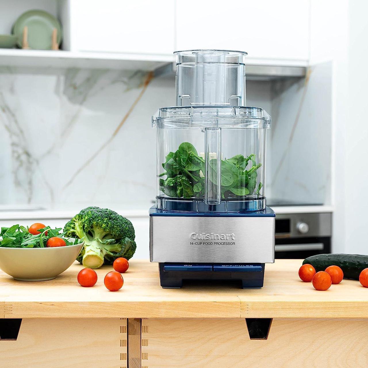 Alt view image 2 of 3 - Cuisinart 14 Cup Food Processor, Includes Stainless Steel Standard Slicing Disc (4mm), Medium Shredding Disc, &  Stainless Steel Chopping/Mixing Blade Navy