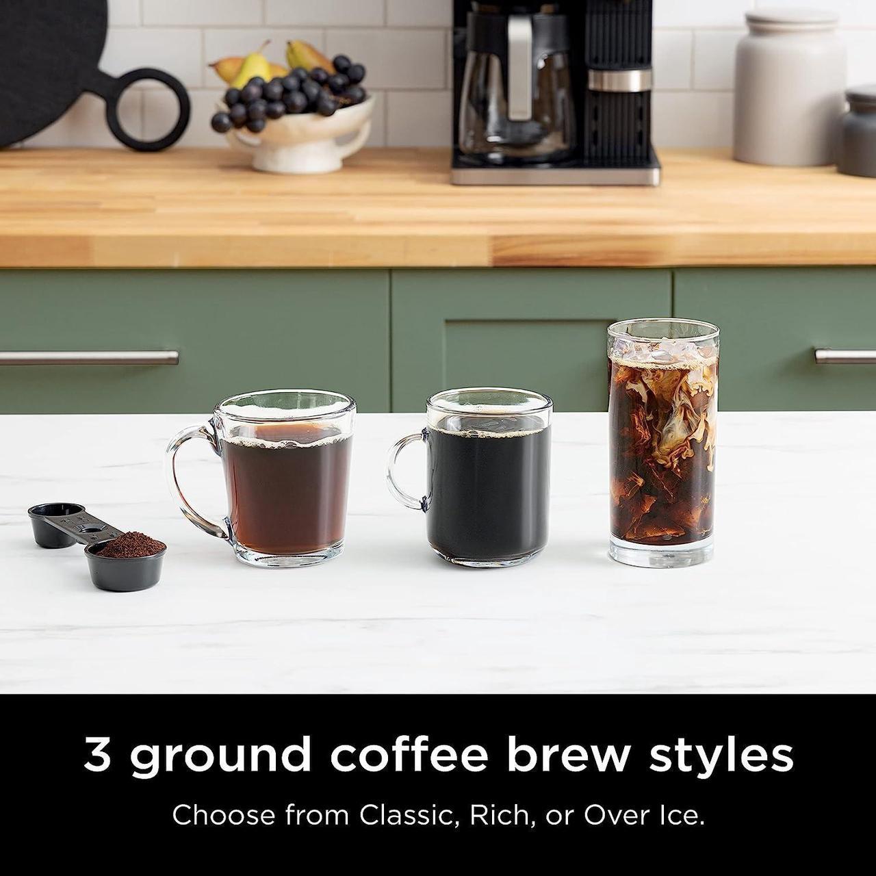 Alt view image 5 of 7 - Ninja Espresso & Coffee Barista System, Single-Serve Coffee & Nespresso Capsule Compatible, 12-Cup Carafe, Built-in Frother, Espresso, Cappuccino & Latte Maker, Black & Stainless Steel