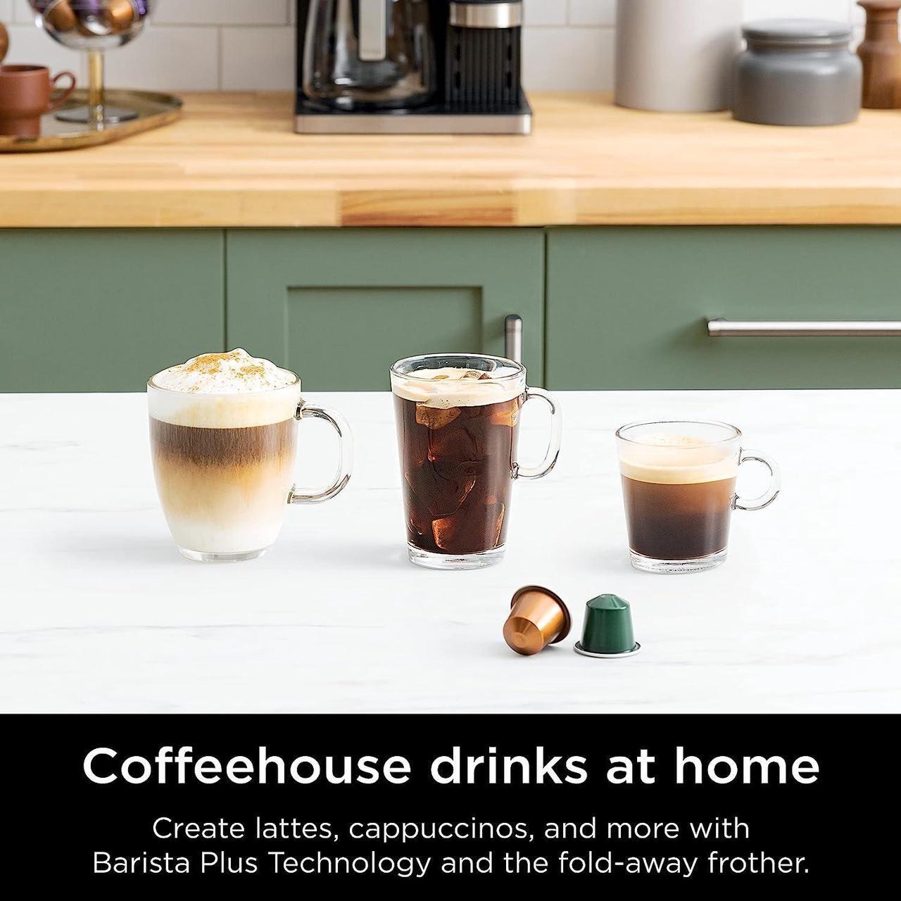 Alt view image 4 of 7 - Ninja Espresso & Coffee Barista System, Single-Serve Coffee & Nespresso Capsule Compatible, 12-Cup Carafe, Built-in Frother, Espresso, Cappuccino & Latte Maker, Black & Stainless Steel