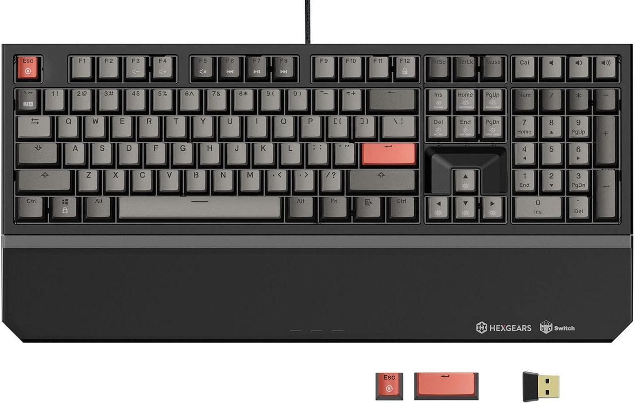 Wireless Mechanical Keyboard with Kaihl Box Red Switch, Dark Knight Computer Keyboard for Gaming, Typing, Ergonomic 108-key Typewriter Keyboard with Wrist Rest