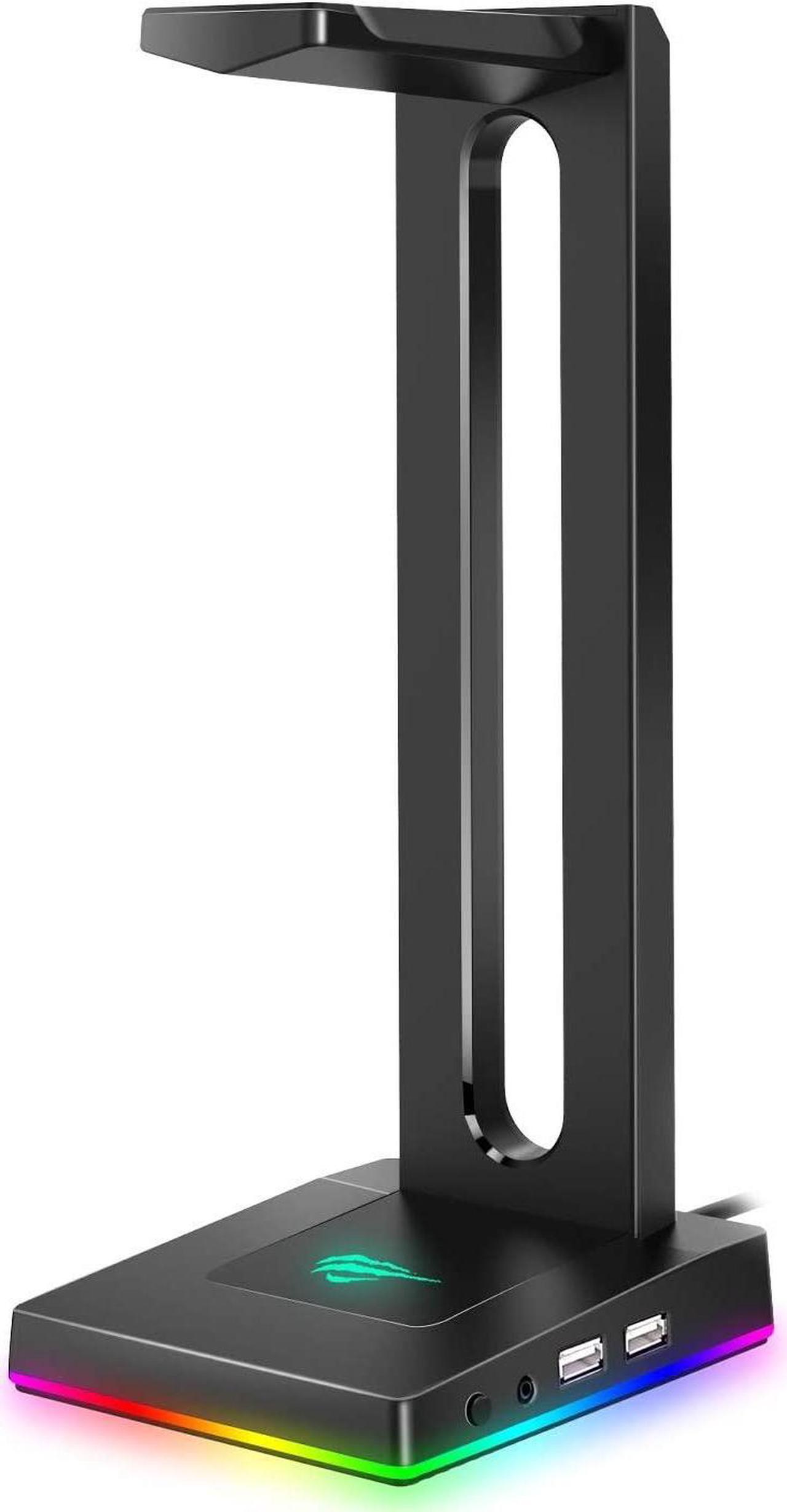 Main image of RGB Headphones Stand with 3.5mm AUX and 2 USB Ports, Headphone Holder for Gamers Gaming PC Accessories