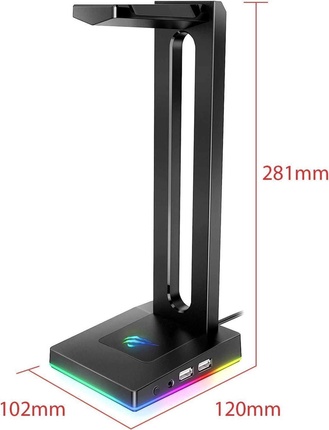 Alt view image 4 of 7 - RGB Headphones Stand with 3.5mm AUX and 2 USB Ports, Headphone Holder for Gamers Gaming PC Accessories