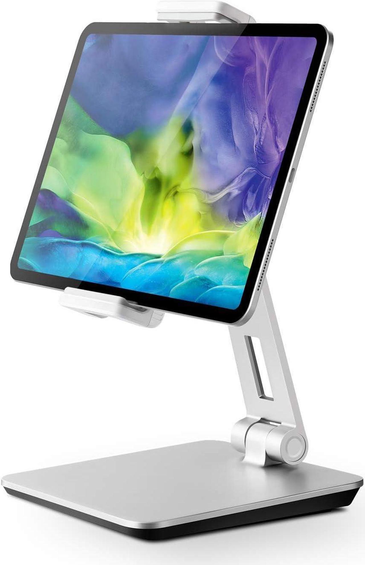 Tablet Stand, Adjustable Heavy Duty Aluminum Stand, 360° Swivel Foldable Holder for iPad, Samsung Tab, Kindle (4.7-13"), Design for Desk Kitchen Bedside Office POS Reception (Silver)