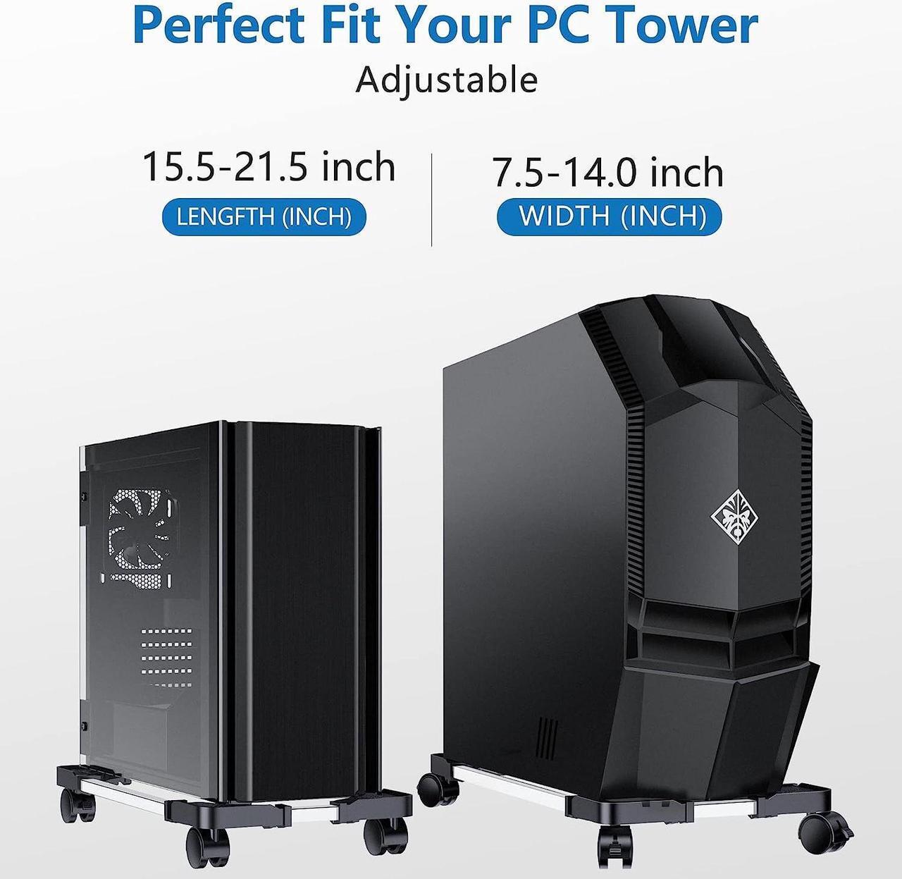 Alt view image 3 of 7 - Computer Tower Stand - Adjustable PC Stand for Most Desktop Towers - Elevate and Organize Your Computer Tower with Desktop Stand - Mobile CPU Stand PC Holder PC Cart PC Riser for Gamers and Students