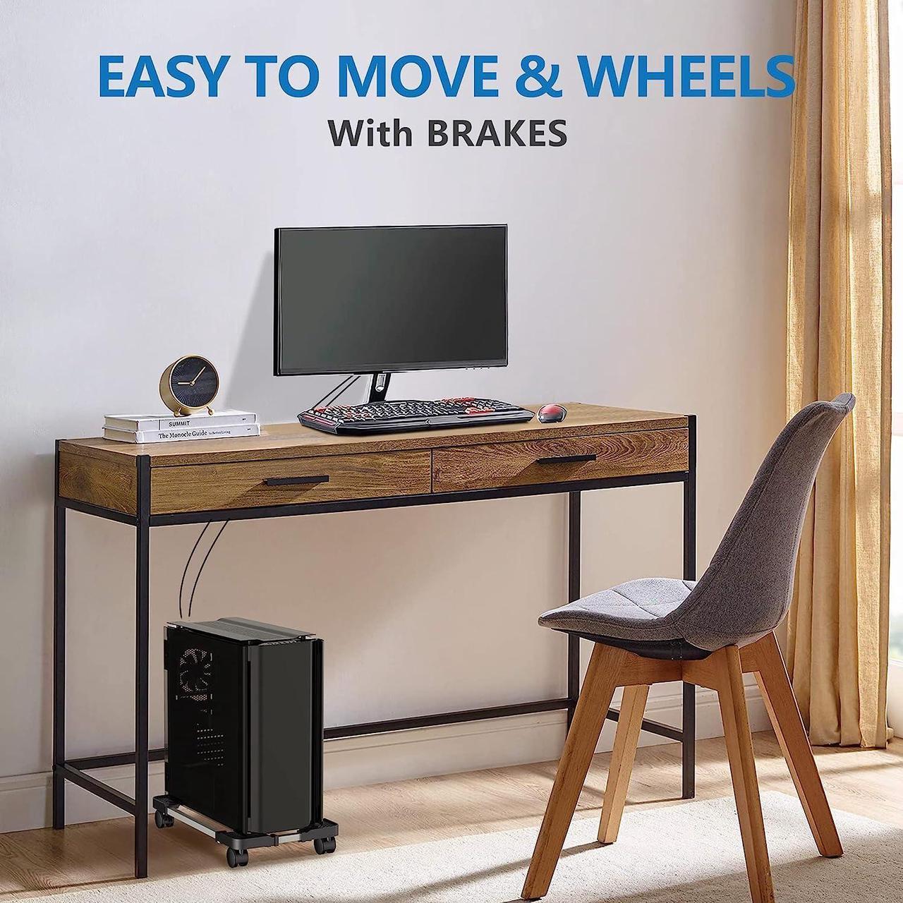 Alt view image 7 of 7 - Computer Tower Stand - Adjustable PC Stand for Most Desktop Towers - Elevate and Organize Your Computer Tower with Desktop Stand - Mobile CPU Stand PC Holder PC Cart PC Riser for Gamers and Students