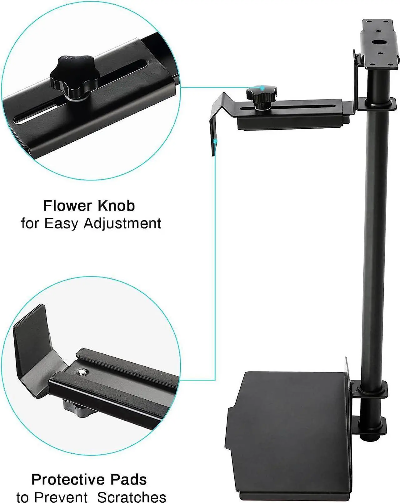 Alt view image 6 of 7 - CPU Holder Under Desk Mount, Computer Tower Holder 360° Swivel Height & Width Adjustable, Holds up to 44 lbs, Fits Most Computer Tower, Black