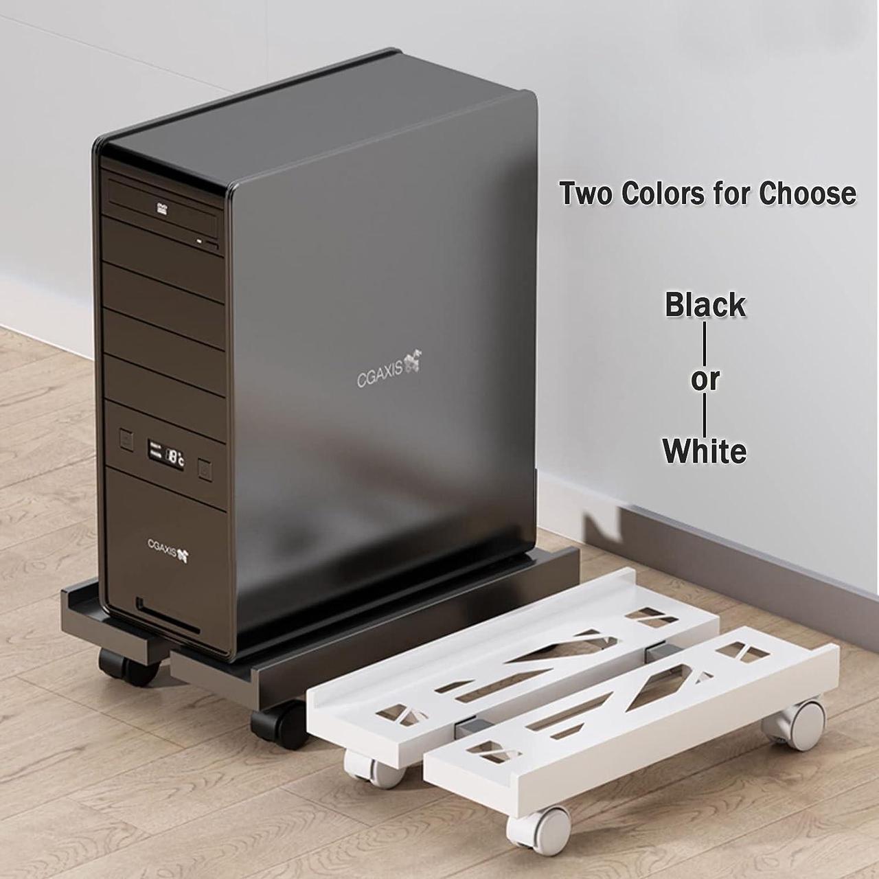 Alt view image 7 of 7 - Computer Tower Stand, Adjustable CPU Stand Cart, Mobile PC Stand with Rolling Casters, CPU Raise Fits Most PC Gaming Office Desk Accessories - Black