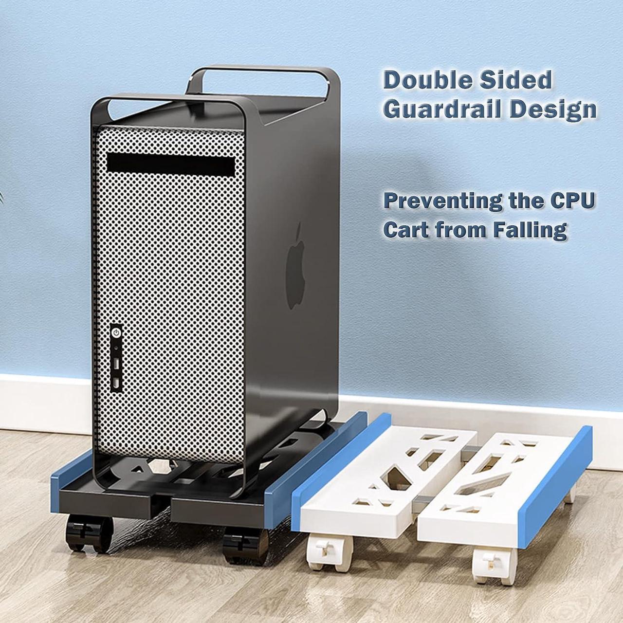 Alt view image 5 of 7 - Computer Tower Stand, Adjustable CPU Stand Cart, Mobile PC Stand with Rolling Casters, CPU Raise Fits Most PC Gaming Office Desk Accessories - Black