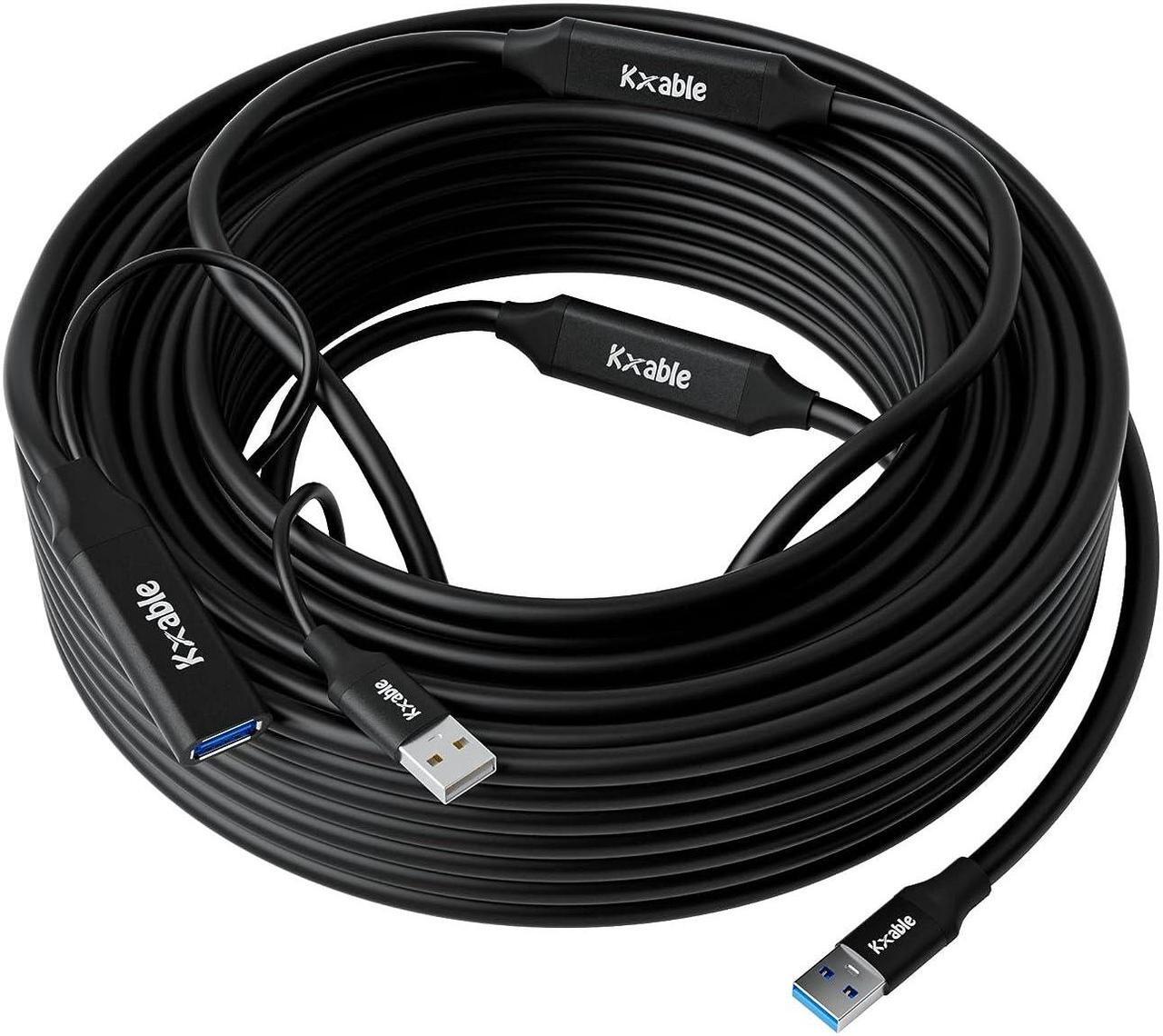 Main image of USB 3.0 Active Extension Cable 50 ft. Type A Male to Female Extender Cord, USB Repeater Cable with 3 Signal Boosters & USB Power Supply, for Laptop, Hard Drive, Printer, Webcam, Xbox, VR, PS4