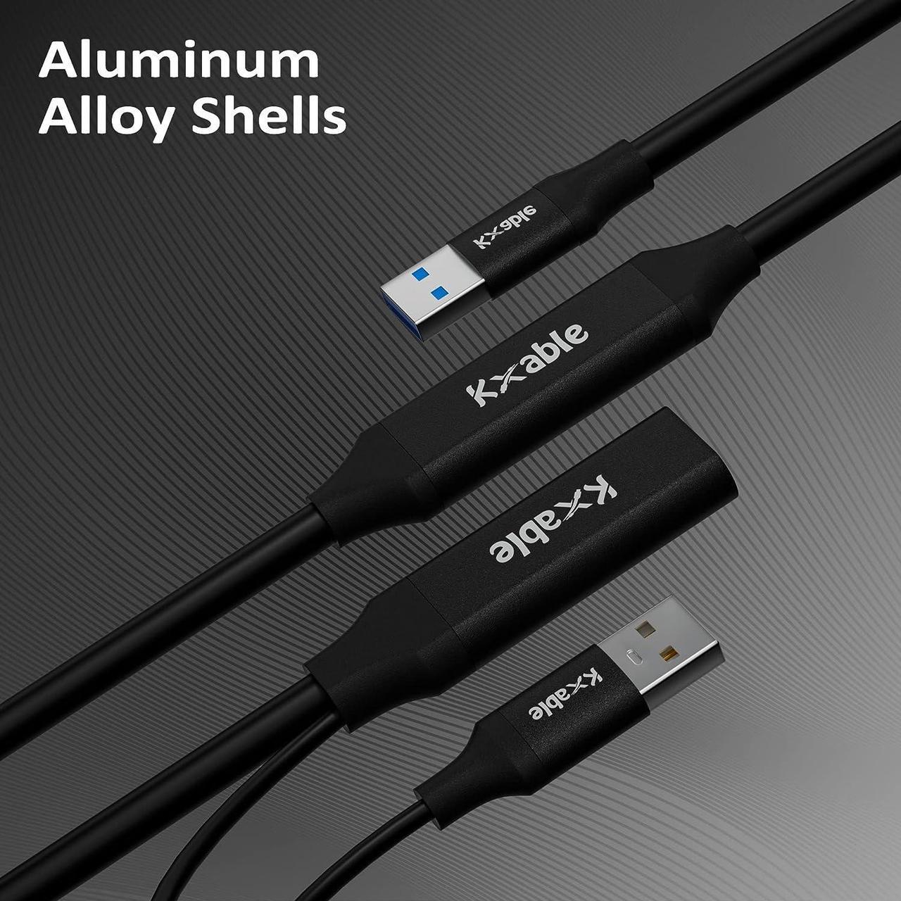 Alt view image 2 of 7 - USB 3.0 Active Extension Cable 50 ft. Type A Male to Female Extender Cord, USB Repeater Cable with 3 Signal Boosters & USB Power Supply, for Laptop, Hard Drive, Printer, Webcam, Xbox, VR, PS4