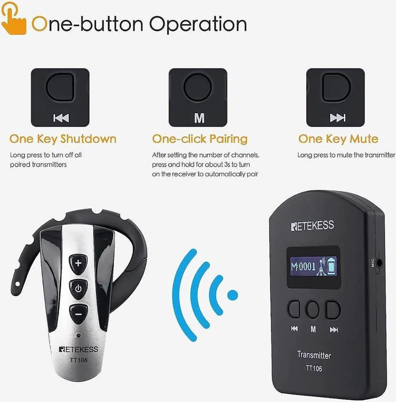 Alt view image 2 of 7 - Case of 2 Transmitters 30 Receivers 1 Charging Case,Retekess TT106,Wireless Tour Guide System,492ft,Church Translation System,Language Translator for Church Service(Need Interpreter)