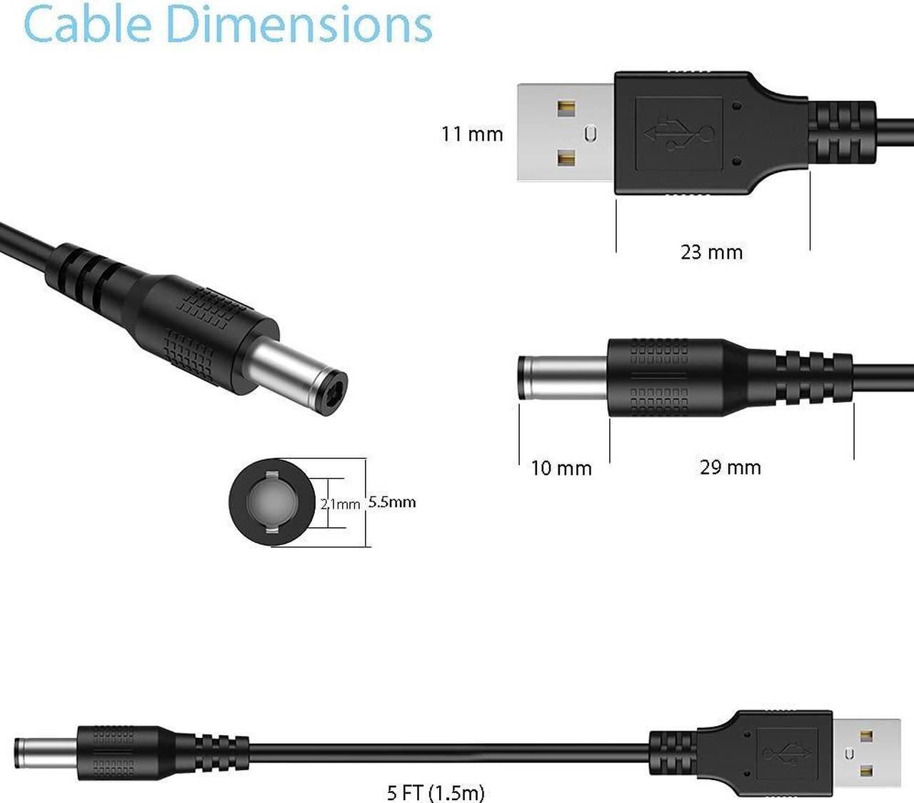 Alt view image 4 of 7 - USB to DC 5V Power Cord, Universal DC 5.5x2.1mm Plug Jack Charging Cable with 10 Connector Tips(5.5x2.5, 4.8x1.7, 4.0x1.7, 4.0x1.35, 3.5x1.35, 3.0x1.1, 2.5x0.7, Micro USB, Type-C, Mini USB) 5FT