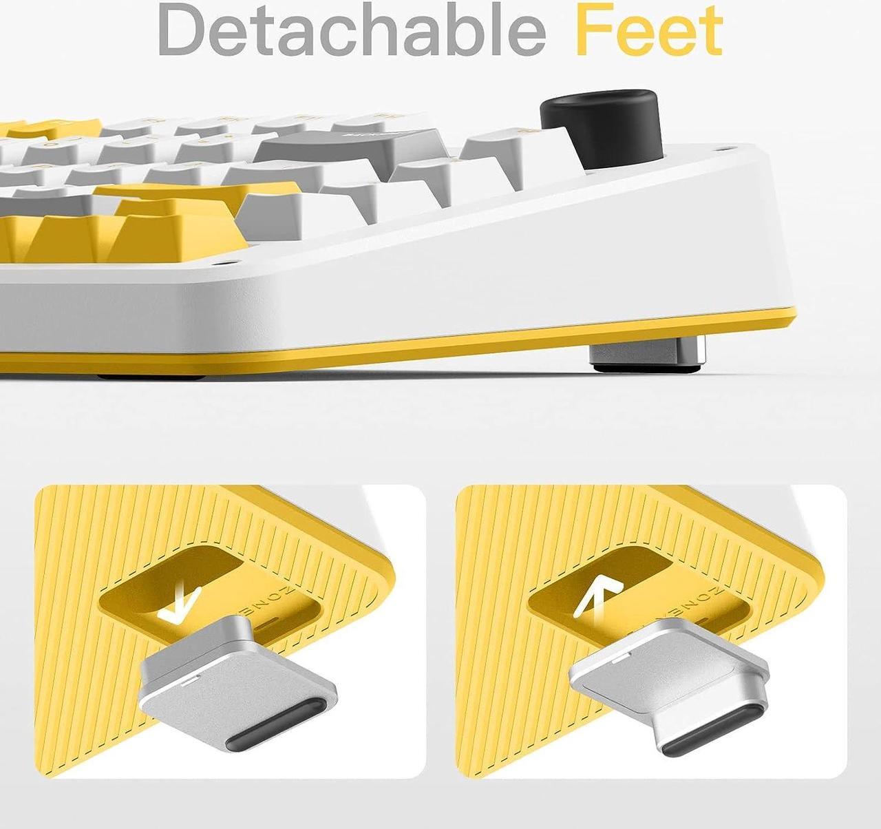 Alt view image 4 of 7 - iQunix Gravity Wave 75% RGB Mechanical Keyboard with Volume Knob, 81 Keys Hotswap TTC Goldpink Switches Wireless Gaming Keyboard, Supports Bluetooth 5.1, 2.4GHz and Wired, for Win/Mac