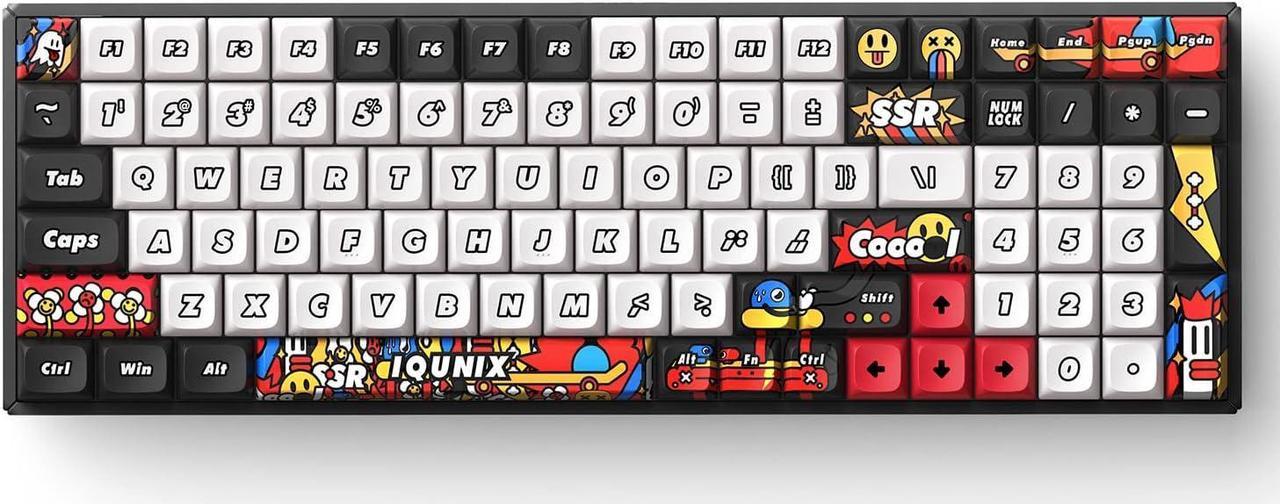 iQunix F97 Graffiti Diary Gaming Keyboard, 96% Layout 100 Keys 2.4G & Bluetooth 5.1 Wireless Hot Swappable Mechanical Keyboard with TTC Gold Pink Switch RGB