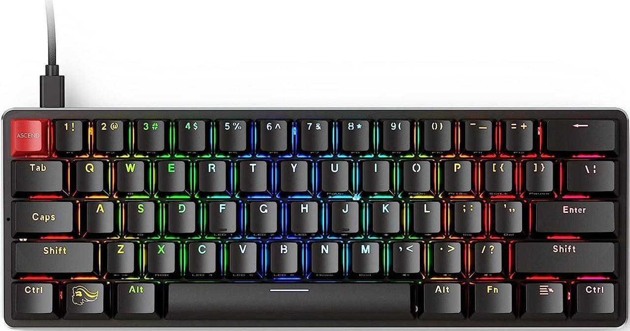 Glorious Custom Gaming Keyboard - GMMK 60% Percent Compact - USB C Wired Mechanical Keyboard - RGB Hot Swappable Switches & Keycaps - Black Metal Top Plate