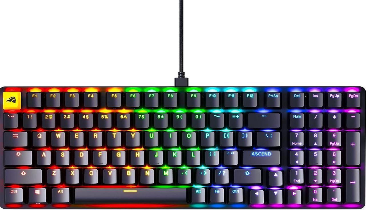 Glorious GMMK2 - Hot Swappable Mechanical Keyboard - Black - 96% Full Size Wired Keyboard - Low-Profile - Cherry Mx Style Switches - Double Shot Keycaps & Linear Switches - PC Gaming Setup Accessories