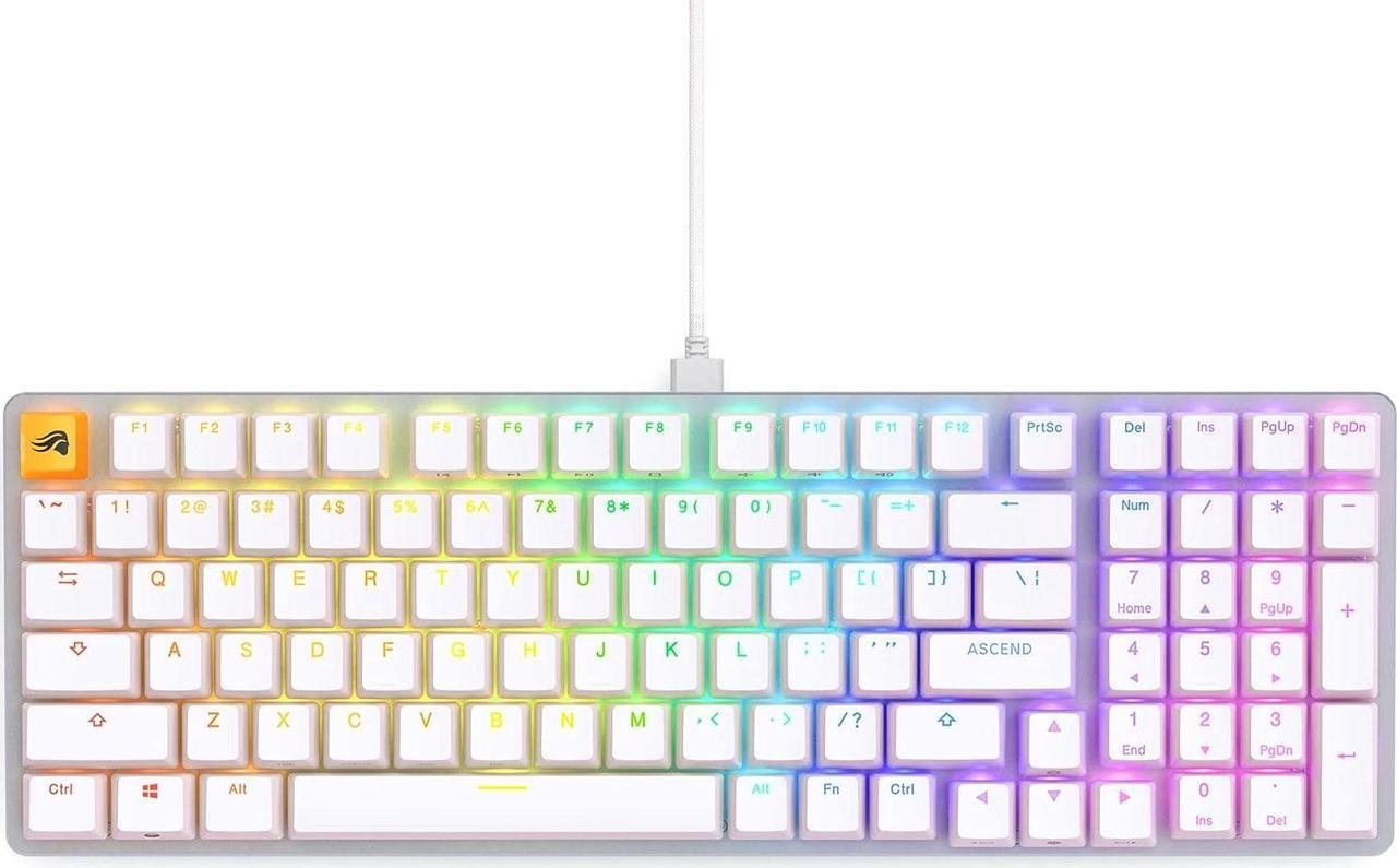 Glorious GMMK2 - Hot Swappable Mechanical Keyboard - White - 96% Full Size Wired Keyboard - Low-Profile - Cherry Mx Style Switches - Double Shot Keycaps & Linear Switches - PC Gaming Setup Accessories