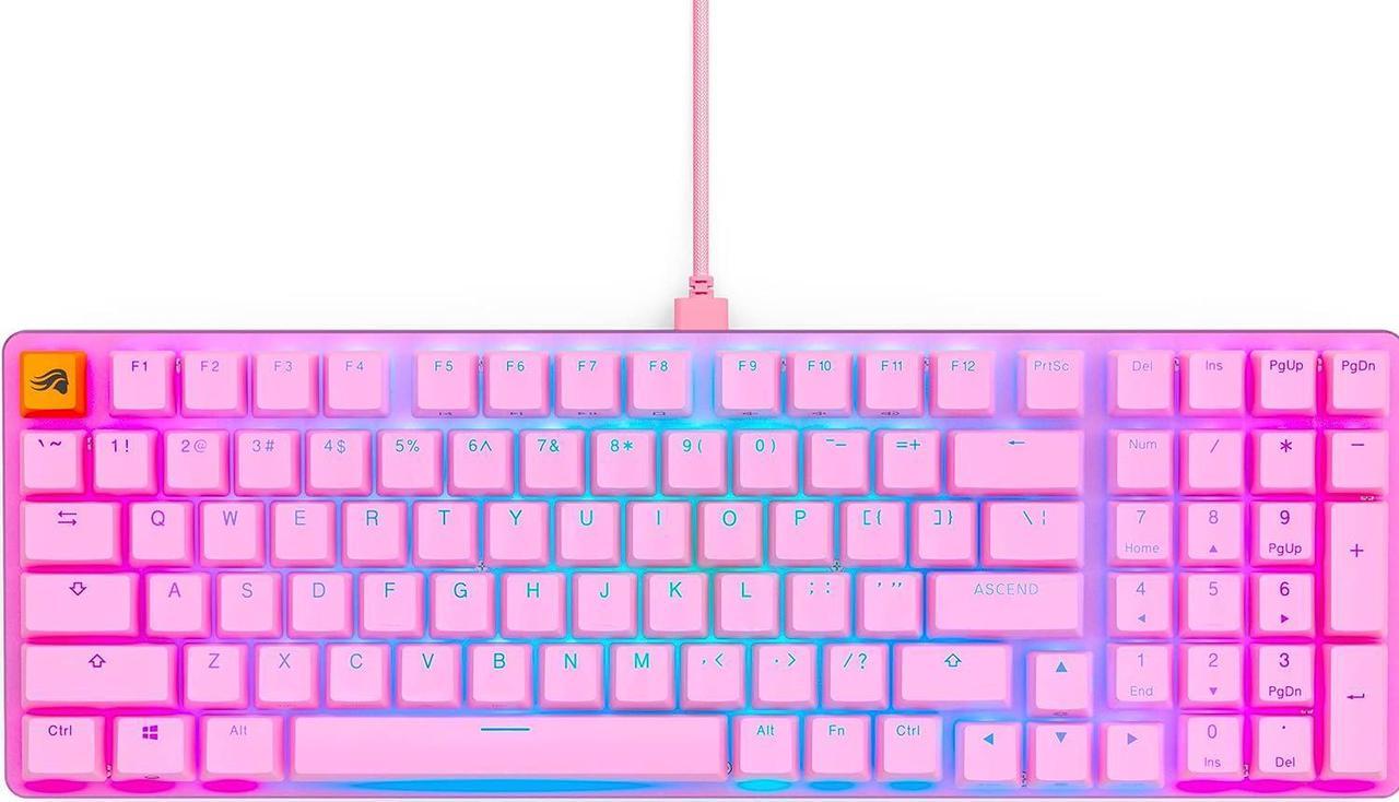 Glorious GMMK2 - Hot Swappable Mechanical Keyboard - Pink - 96% Full Size Wired Keyboard - Low-Profile - Cherry Mx Style Switches - Double Shot Keycaps & Linear Switches - PC Gaming Setup Accessories