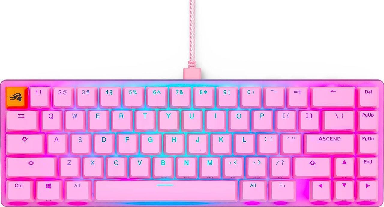 GLORIOUS Gaming - Cute Keyboard - Pink - TKL Mechanical - Custom 65% Keyboard - Compact Low-Profile - Hotswap w/Cherry Mx Style - Double Shot Keycaps & Linear Switches - PC Gaming Setup Accessories