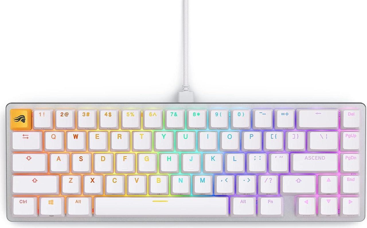 GLORIOUS Cute 65% Gaming Keyboard - White - TKL Mechanical - - Compact Low-Profile - Hotswap w/Cherry Mx Style - Double Shot Keycaps & Linear Switches - PC Gaming Setup Accessories