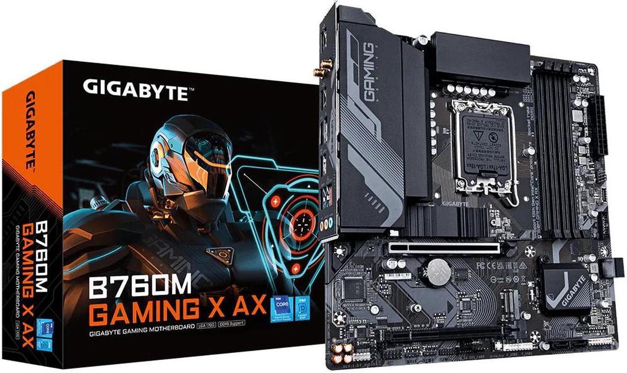 GIGABYTE B760M GAMING X AX DDR5 (LGA 1700 Intel B760 M-ATX Motherboard with DDR5, Dual M.2, PCIe 4.0, Front USB 3.2 Gen 2 Type-C, 2.5GbE LAN, Q-Flash Plus, PCIe EZ-Latch)