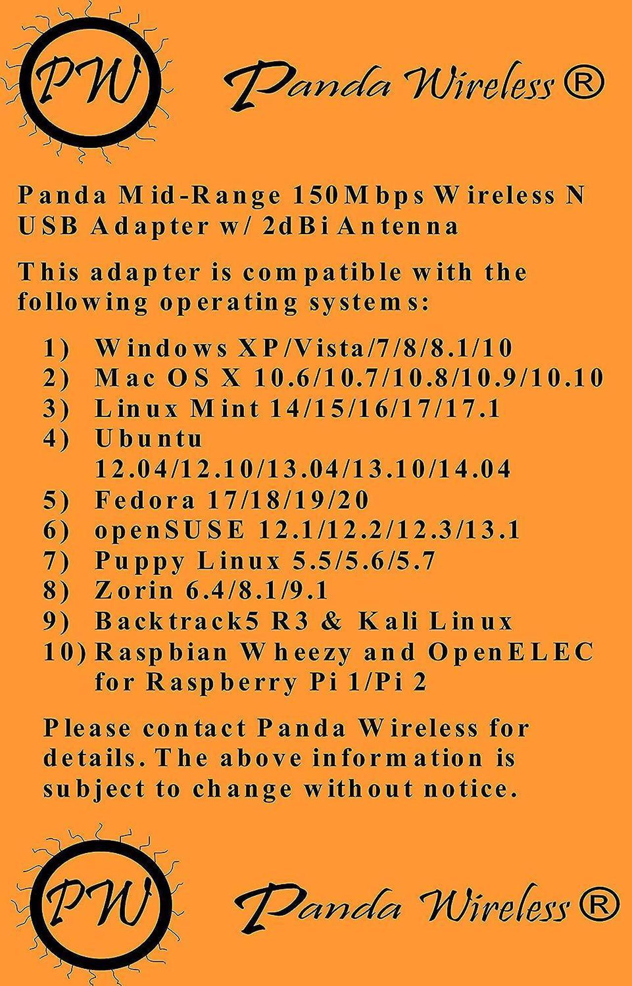 Alt view image 3 of 4 - Panda Wireless PAU04 Mid Range 150Mbps Wireless N USB Adapter w/ 2dBi Antenna - Win XP/Vista/7/8/10/11, Mint, Ubuntu, MX Linux, Manjaro, Fedora, Centos, Kali Linux and Raspbian