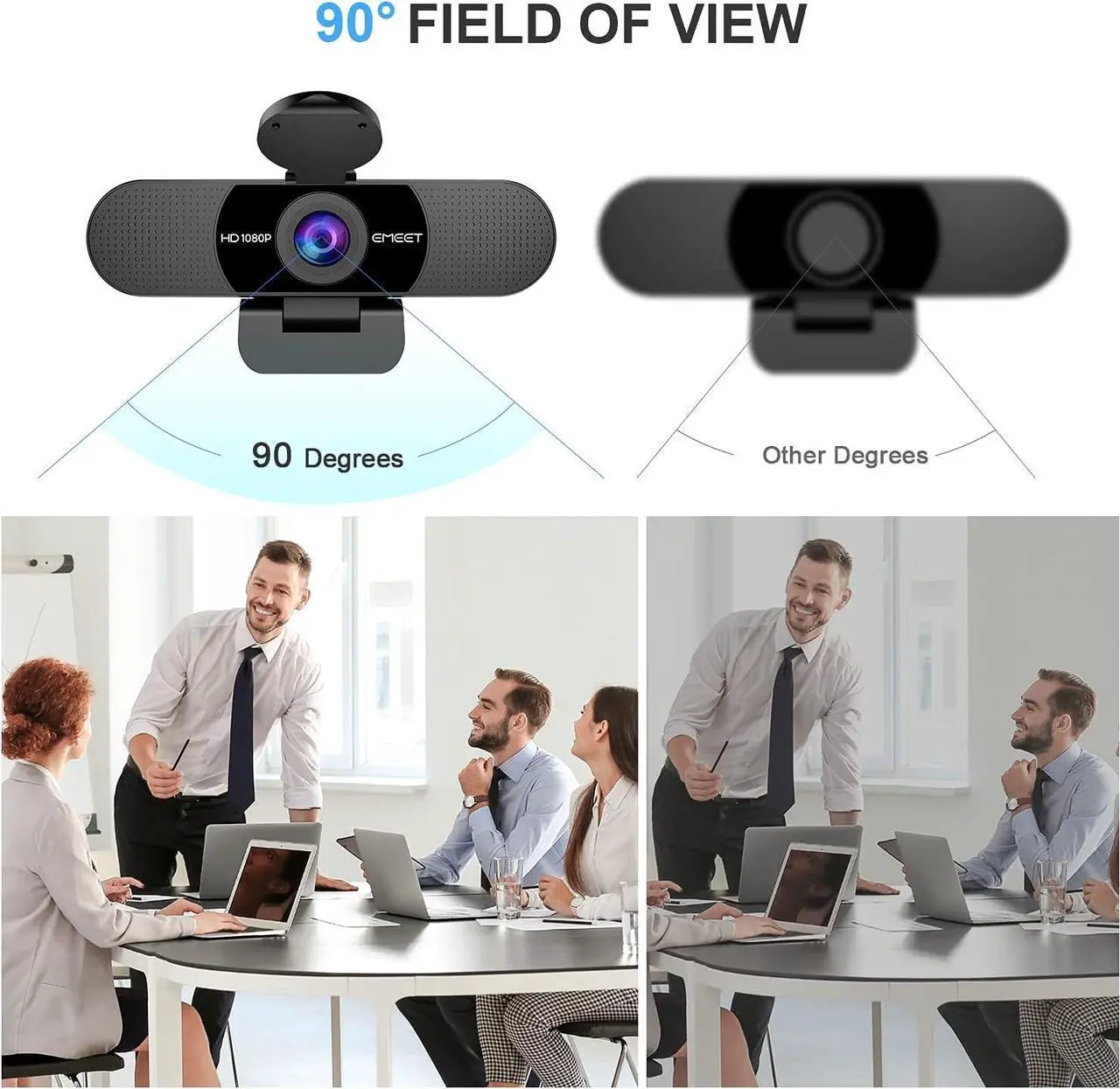 Alt view image 5 of 7 - 1080P Webcam with Microphone, C960 Web Camera, 2 Mics Streaming Webcam with Privacy Cover, 90°View Computer Camera, Plug&Play USB Webcam for Calls/Conference, Zoom/Skype/YouTube, Laptop/Desktop