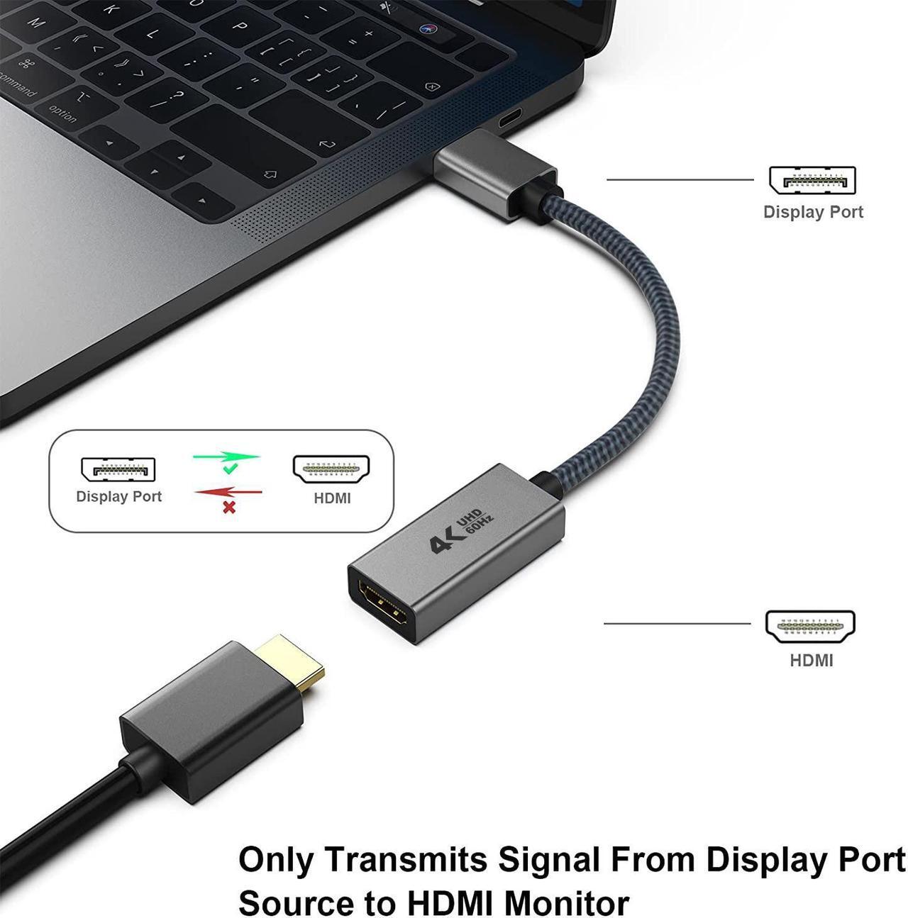 Alt view image 2 of 7 - Active DisplayPort to HDMI Adapter, 4K@60Hz Unidirectional DP to HDMI Adapter, [Updated New Model], Display Port to HDMI Compatible for HP, ThinkPad, AMD, NVIDIA, Desktop and More - Grey