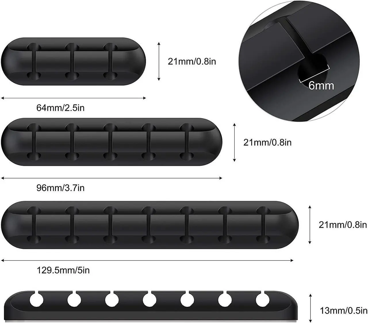 Alt view image 4 of 7 - Cable Holder Clips, 5-Pack Cable Management Cord Organizer Clips Self Adhesive for Desktop USB Charging Cable Nightstand Power Cord Mouse Cable Wire PC Office Home , 1 2 3 5 7 Slot 5 Pack Black