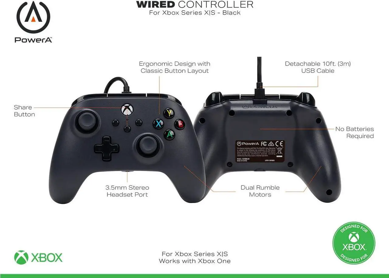 Alt view image 2 of 7 - PowerA Wired Controller for Xbox Series X|S - Black