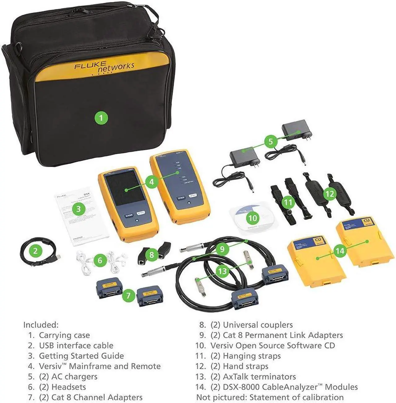 Alt view image 2 of 5 - Fluke Networks CableAnalyzer Copper Cable Certifier for Category 5, 5e, 6, 6A & 8 Twisted-Pair cabling, 2 GHz, Touchscreen, LinkWare Reporting, includes Permanent Link & Channel Adapters -DSX2-8000KIT