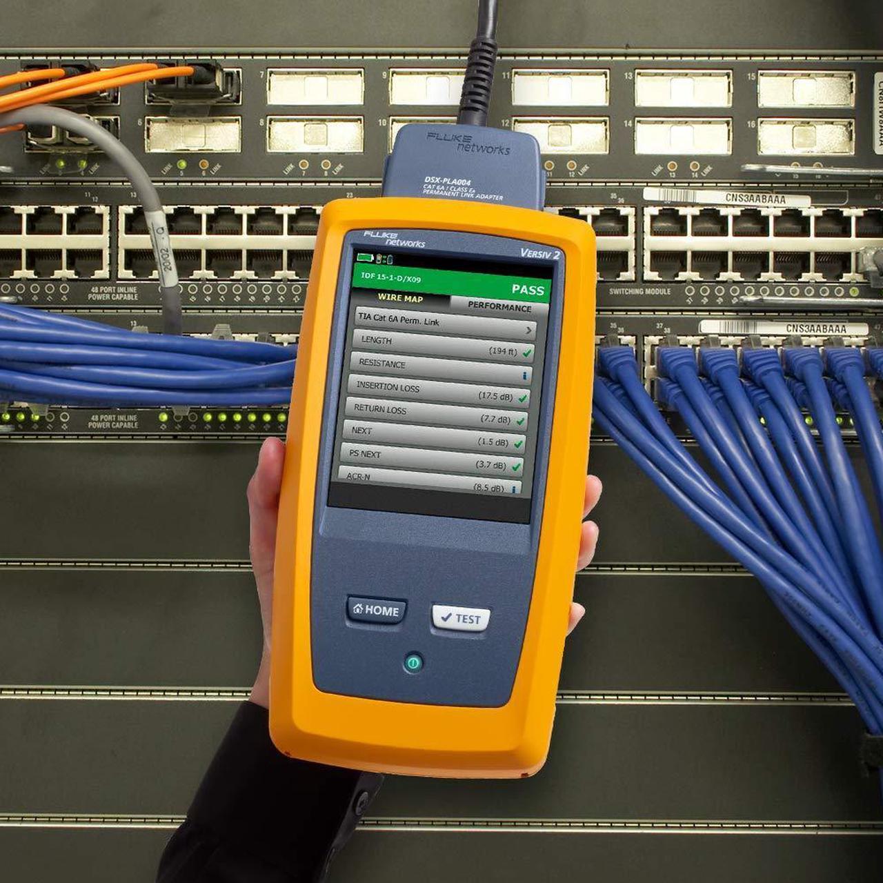 Alt view image 6 of 7 - Fluke Networks CableAnalyzer Copper Cable Certifier for Category 5, 5e, 6, & 6A Twisted-Pair Cabling, 1 GHz Range, Touchscreen, LinkWare Reporting, includes Permanent Link & Channel Adapters DSX2-5000
