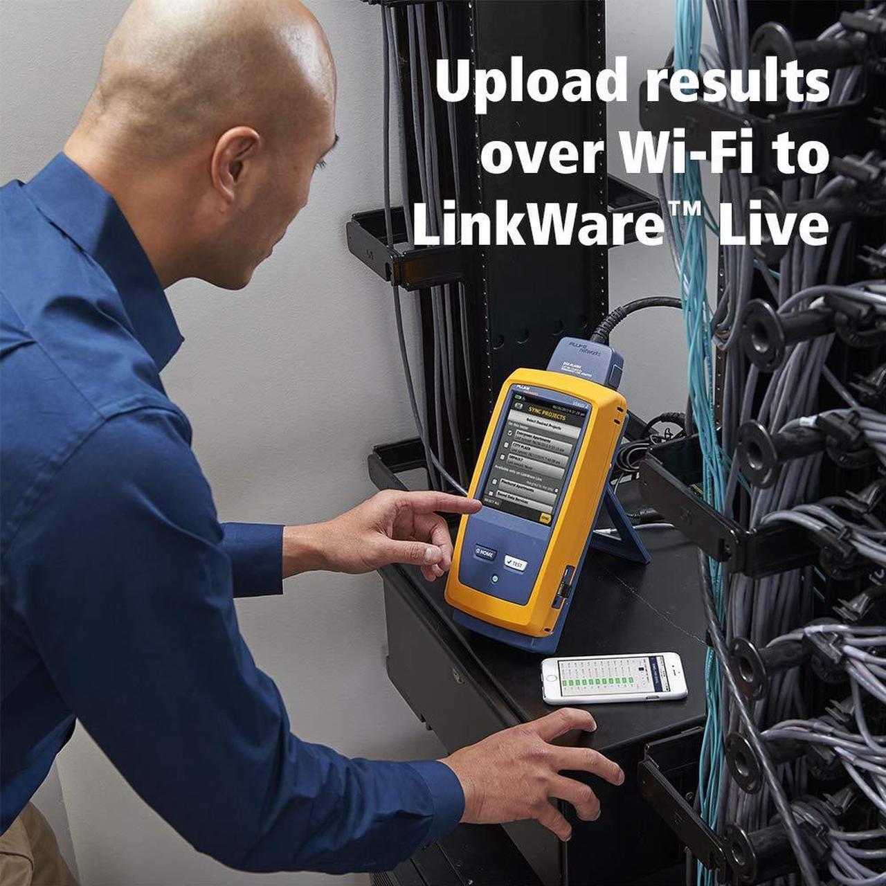 Alt view image 7 of 7 - Fluke Networks CableAnalyzer Copper Cable Certifier for Category 5, 5e, 6, & 6A Twisted-Pair Cabling, 1 GHz Range, Touchscreen, LinkWare Reporting, includes Permanent Link & Channel Adapters DSX2-5000