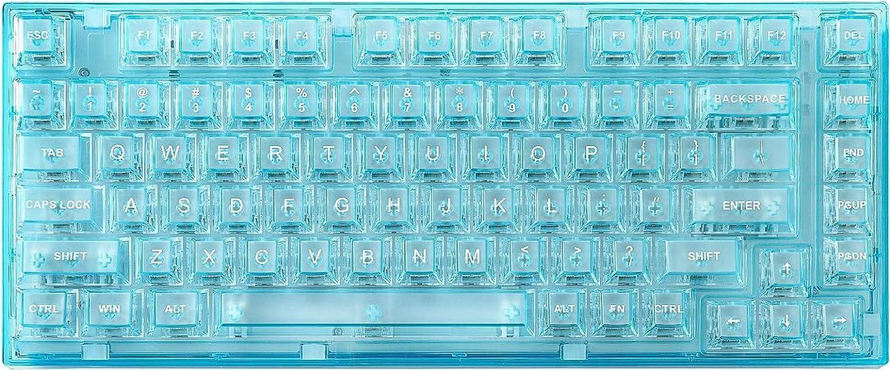 Main image of 82 Key Wireless Hot Swappable Mechanical Gaming Keyboard with Transparent Keycaps,BT5.0/2.4G/USB-C, Gasket Mount Keyboard,for Windows/Mac (Crystal Ice Switch, Wireless-Light Blue)