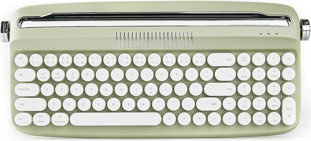 82 Keys Wireless Typewriter Keyboard, Retro Keyboard with Integrated Stand, USB-C/Bluetooth Keyboard with Cute Round Keycaps for Multi Device for Win/Mac - Sweet Mint