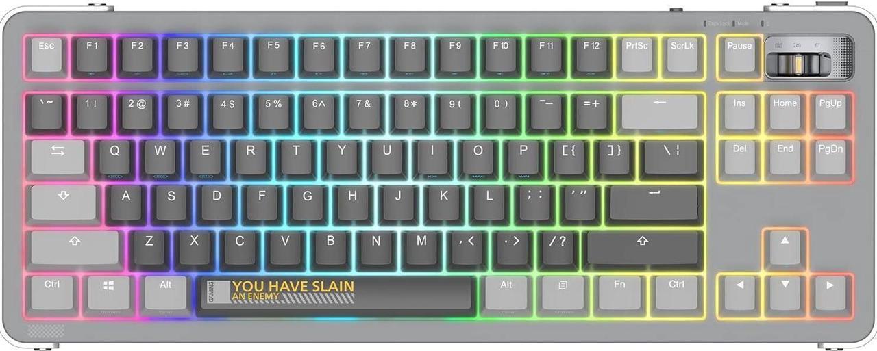 87 Keys TKL Hot Swappable Wireless Mechanical Keyboard with Metal Knob, RGB Backlight, Double Shot PBT Keycaps for Gamers/Mac/Win (TTC Speed Silver V2,Wanderer Black)