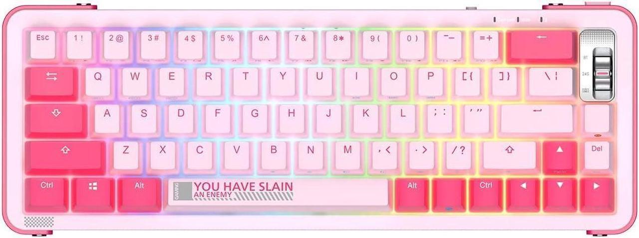 68 Keys 65% Hot Swappable Wireless Mechanical Keyboard with RGB Backlight, Double Shot PBT Keycaps for Gamers/Mac/Win (TTC Gold Pink V2, Pinkl)