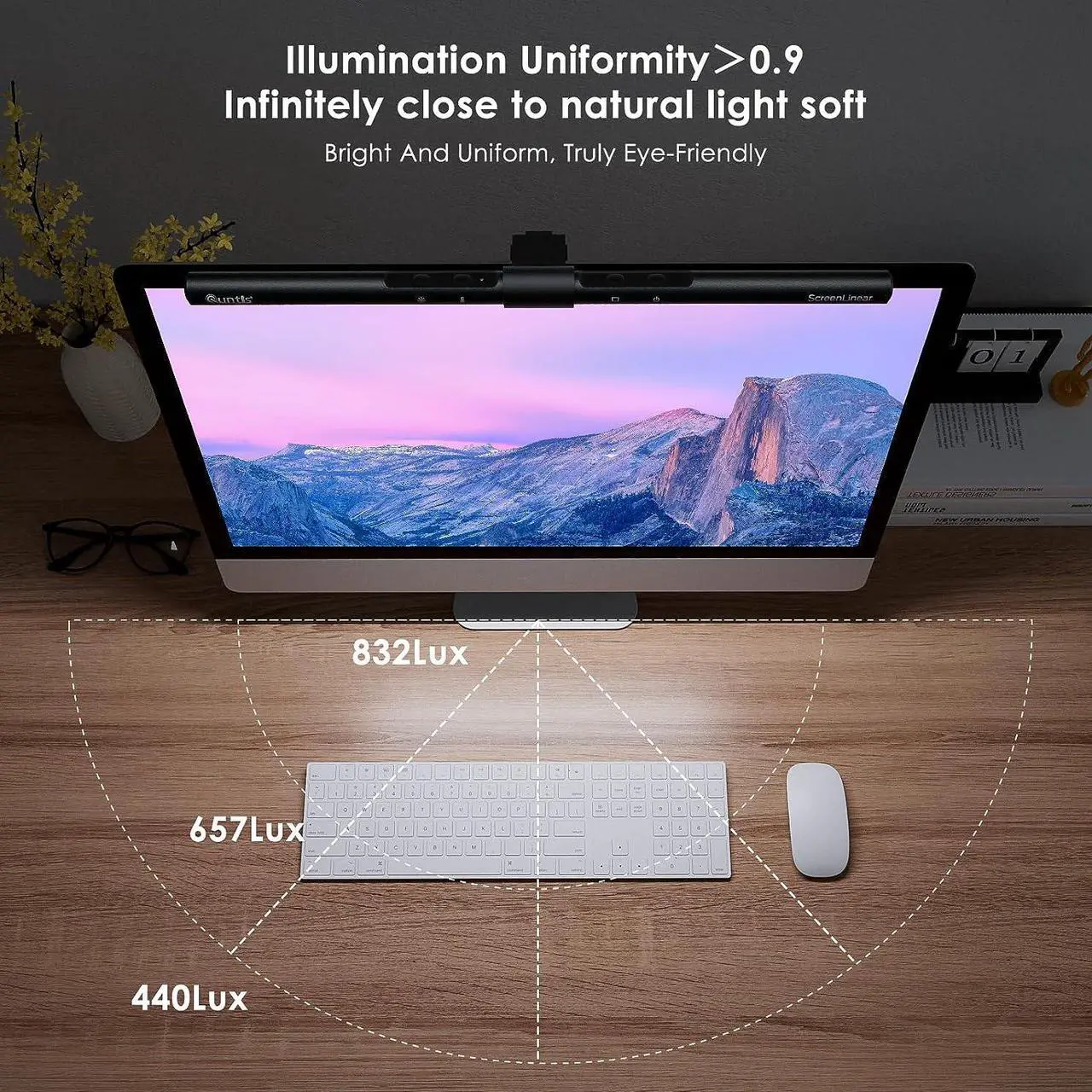 Alt view image 4 of 7 - Computer Monitor Lamp, Screen Monitor Light Bar for Eye Caring, e-Reading LED Task Lamp with Auto-Dimming & Stepless Hue Adjustment, Touch Control, No Screen Glare Space Saving Home Office Lamp