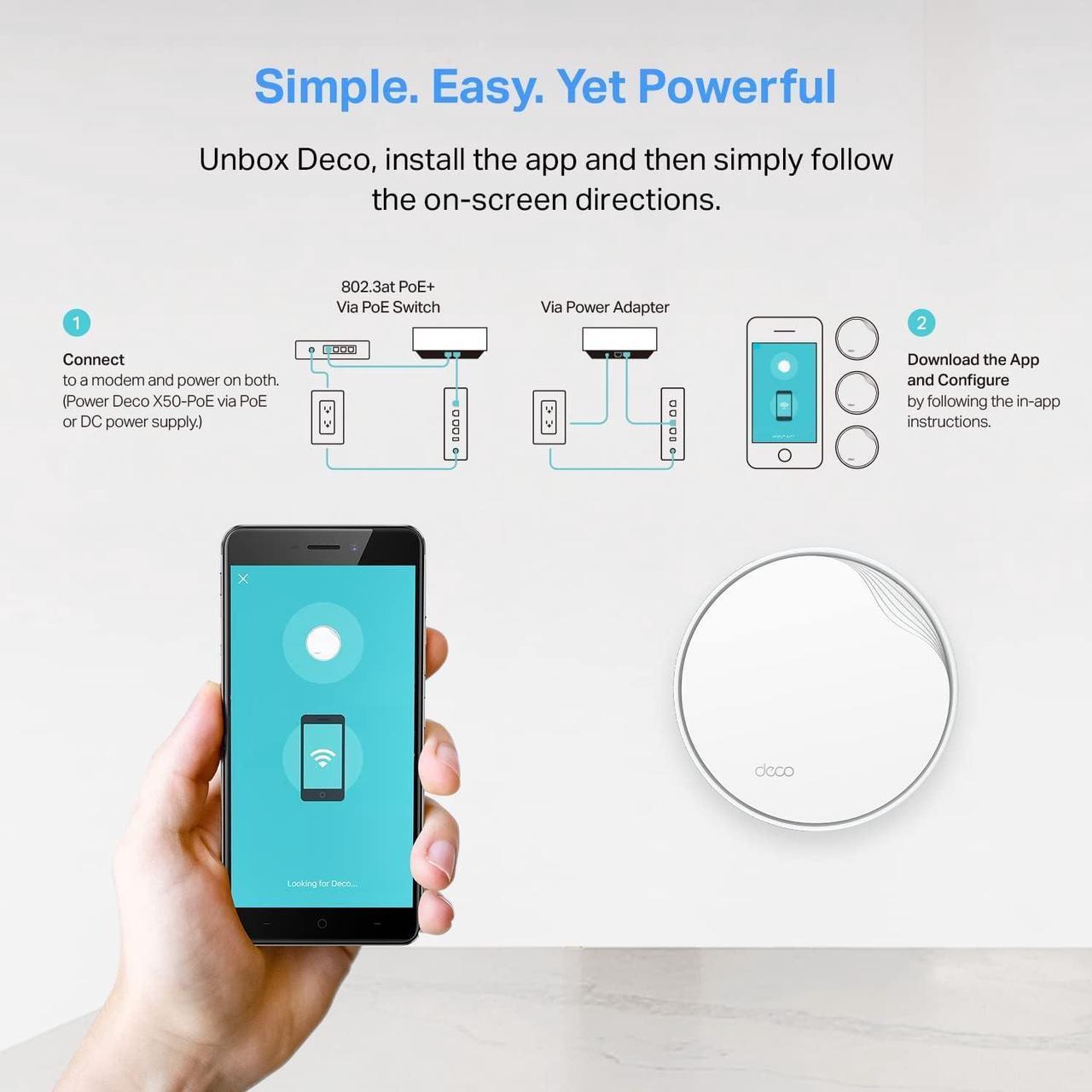 Alt view image 5 of 7 - TP-Link Deco AX3000 PoE Mesh WiFi(Deco X50-PoE), Ceiling/Wall-Mountable WiFi 6 Mesh, Replacing WiFi Router, Access Point and Range Extender, PoE-Powered, 2 PoE Ports(1 x 2.5G, 1 x Gigabit), 3-Pack