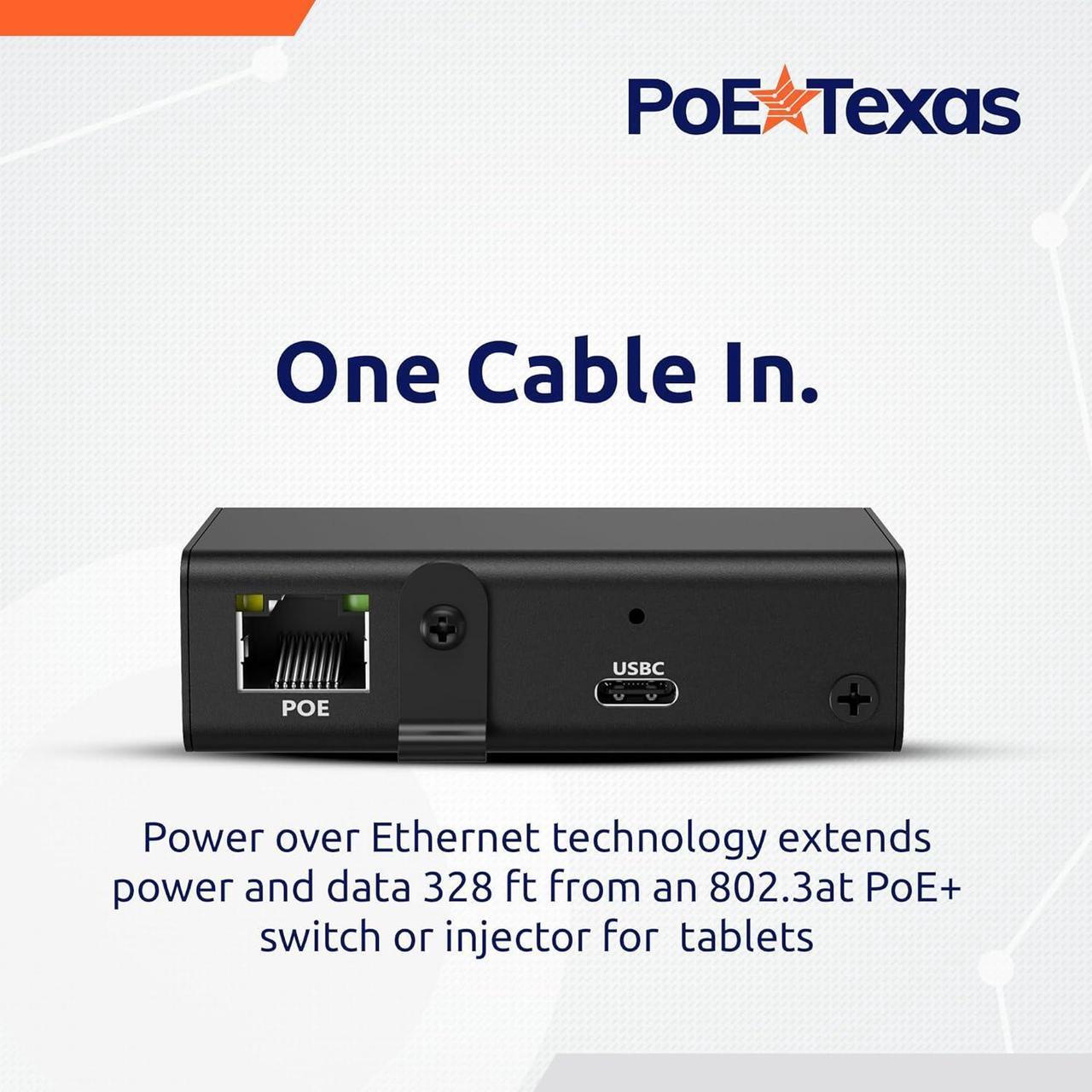 Alt view image 2 of 7 - Gigabit PoE+ (802.3at) to USB-C 3.0 Power + Data Delivery w/ 25 Watt Output - Power over Ethernet Active PoE Adapter to USB-C for iPad Pro 12.9, Surface Go, Galaxy Tab for POS, Kiosks & More