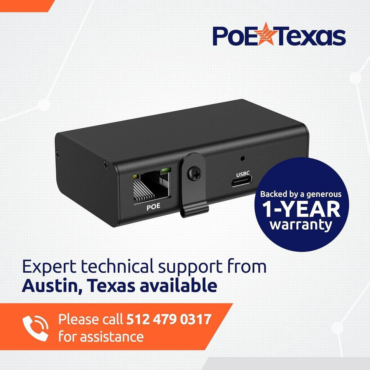 Alt view image 7 of 7 - Gigabit PoE+ (802.3at) to USB-C 3.0 Power + Data Delivery w/ 25 Watt Output - Power over Ethernet Active PoE Adapter to USB-C for iPad Pro 12.9, Surface Go, Galaxy Tab for POS, Kiosks & More
