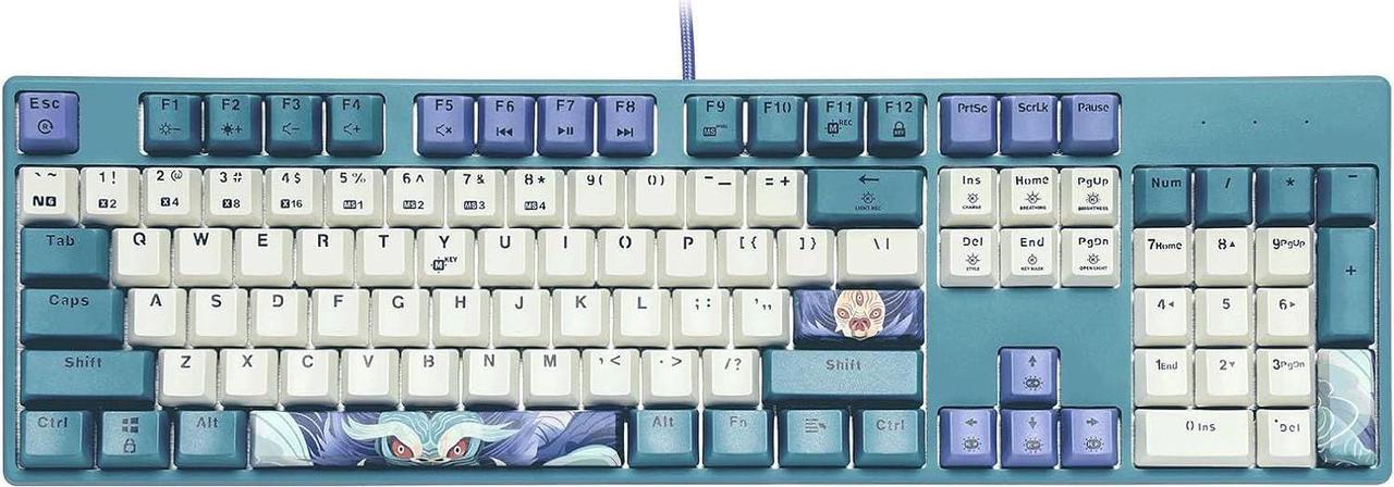 Gluttony Themed Mechanical Gaming Keyboard, 104 Keys Full Size Wired Computer Keyboard, White Backlit Gaming Keyboard, Hot Swappable Kailh Rose Red Box Switches, PBT Keycaps