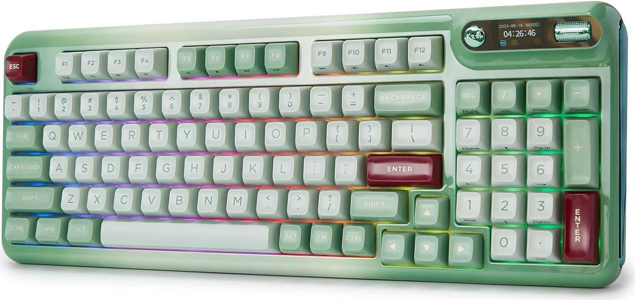 Main image of Mechanical Keyboard, Hot Swap Gasket Wireless Gaming Keyboard with Knob OLED Smart Display, Wireless/Bluetooth/USB-C Wired for Win/Mac (Tactile Switch, Green)