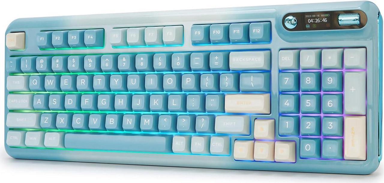Main image of Mechanical Keyboard, Hot Swap Gasket Wireless Gaming Keyboard with Knob OLED Smart Display, Wireless/Bluetooth/USB-C Wired for Win/Mac (Linear Switch, Blue)
