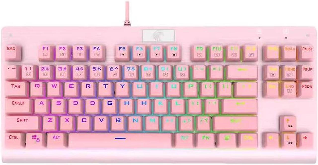 Main image of Compact 87-Key Tenkeyless Backlit Mechanical Keyboard | Tactile Brown Switches | Multi-Color & Multi-Mode Lighting | N-Key Rollover | Pink